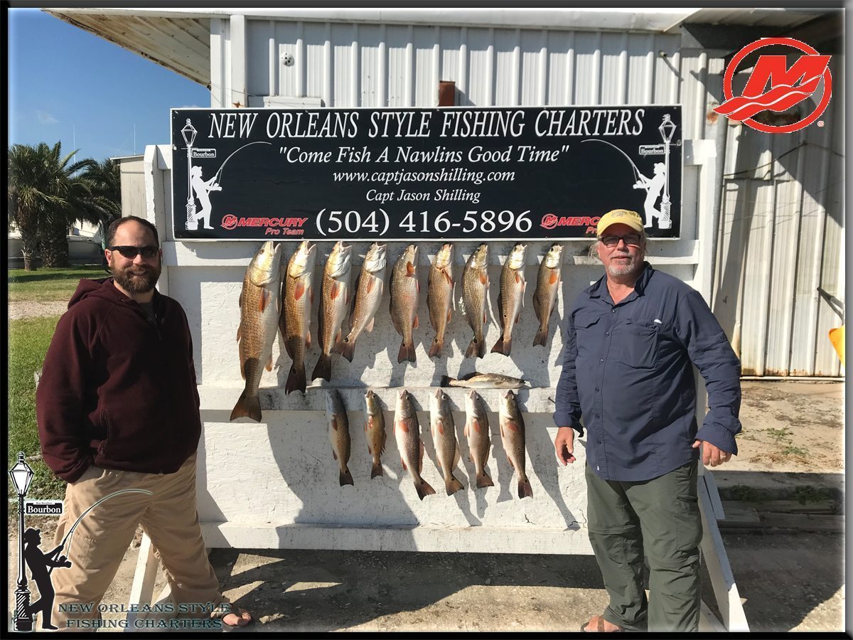 Two generations fishing together New Orleans Style Fishing Charter