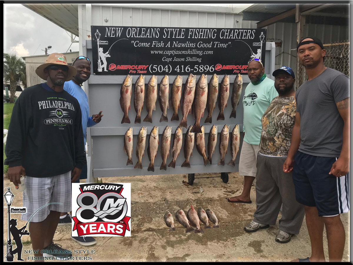 Squad catches a school of redfish together